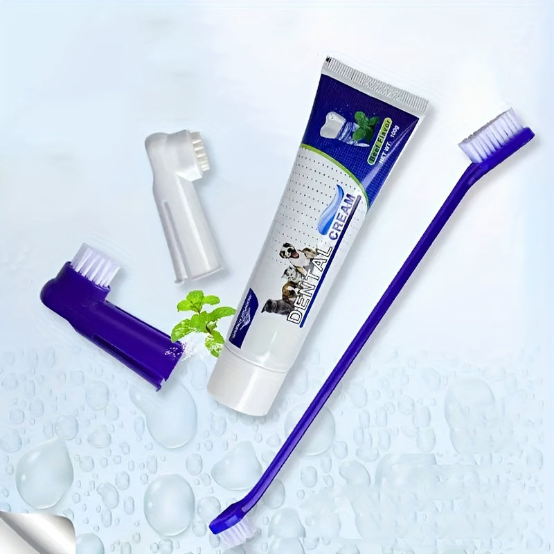 Complete Pet Dental Care Kit:Toothbrush, Toothpaste & Finger Sleeve