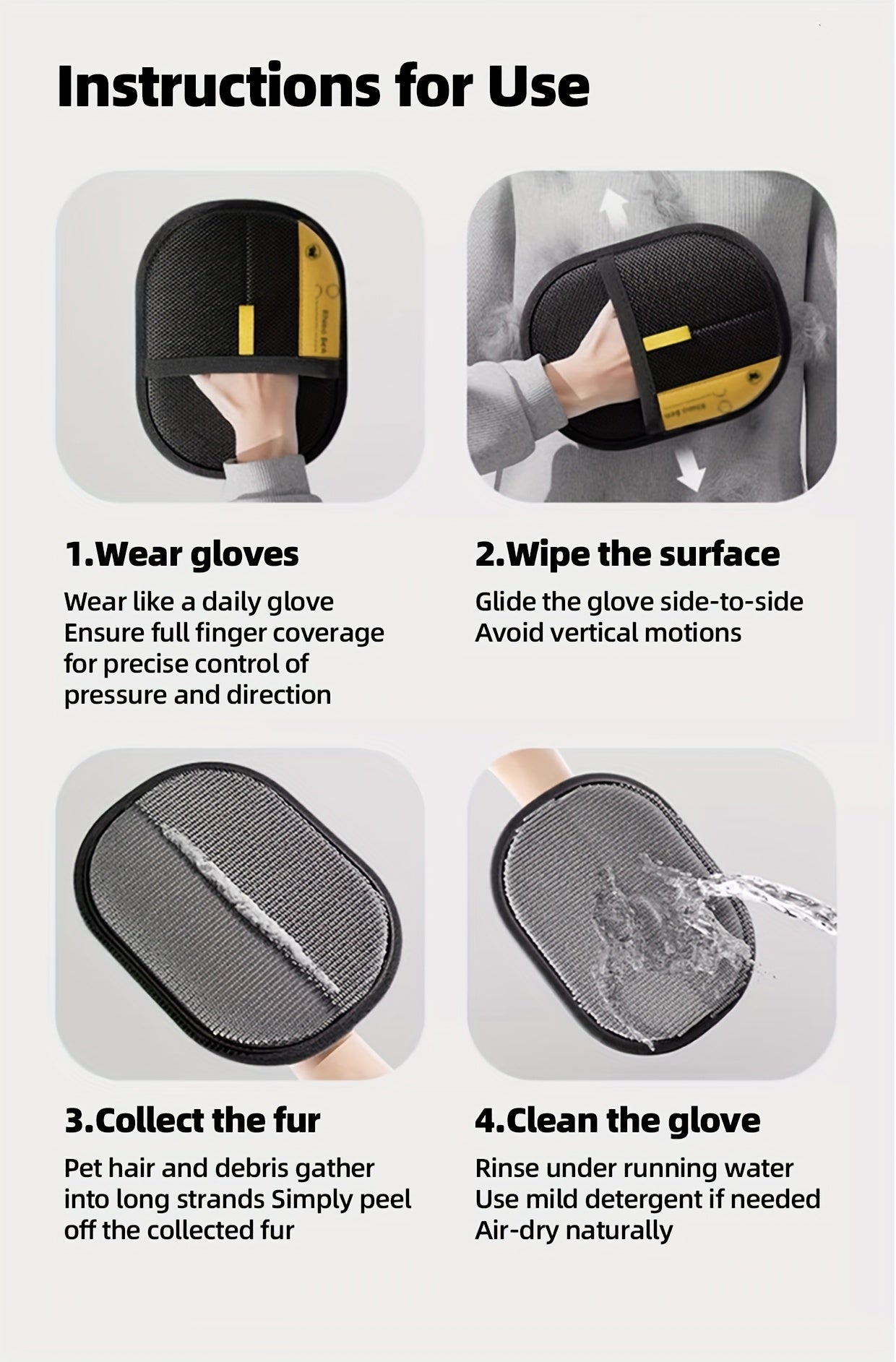 Black Polypropylene Pet Grooming Gloves