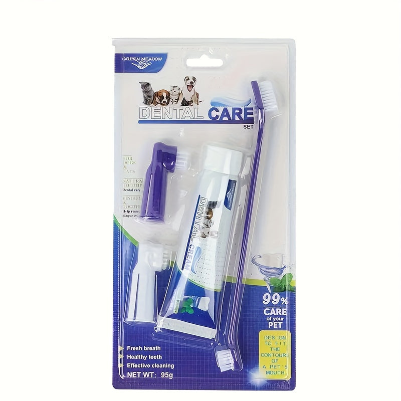 Complete Pet Dental Care Kit:Toothbrush, Toothpaste & Finger Sleeve