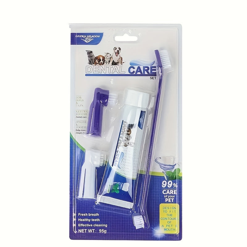 Complete Pet Dental Care Kit:Toothbrush, Toothpaste & Finger Sleeve