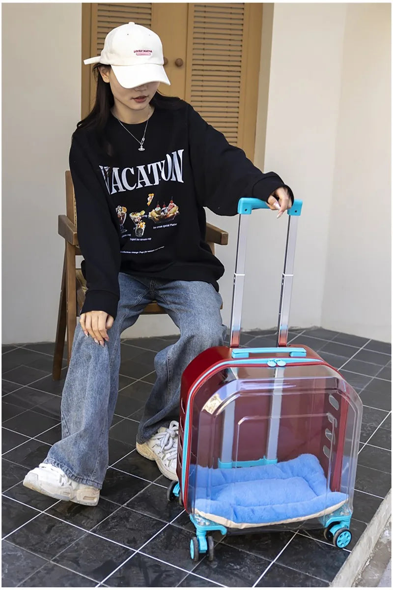 Pet Cat Carrier Out Trolley Case