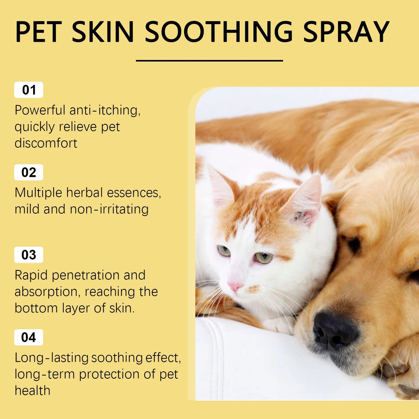 Dogs Cat Flea Lice Control Alleviate Skin Scratching Licking Wound Spray