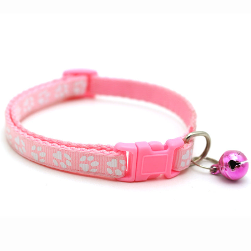 Pet Collar With Bell Cartoon Footprint