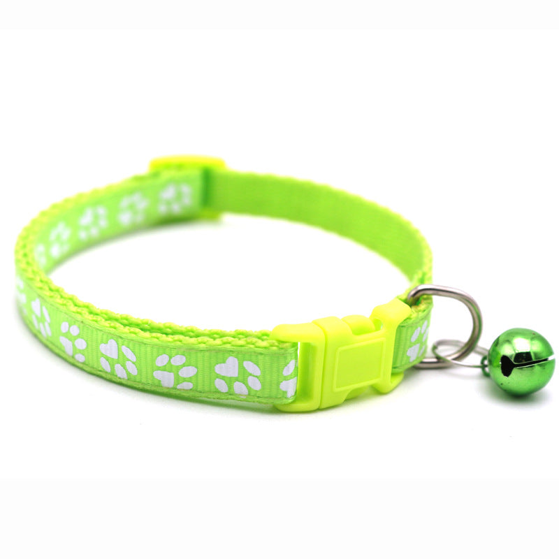 Pet Collar With Bell Cartoon Footprint