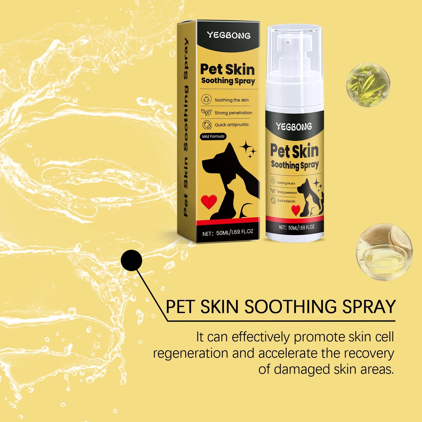 Dogs Cat Flea Lice Control Alleviate Skin Scratching Licking Wound Spray