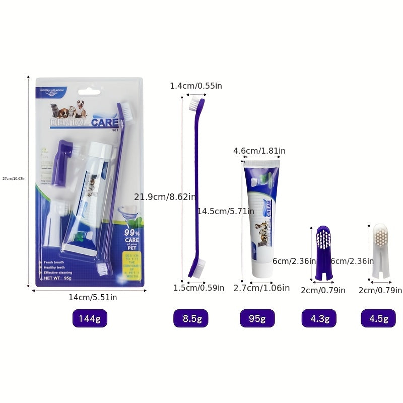 Complete Pet Dental Care Kit:Toothbrush, Toothpaste & Finger Sleeve