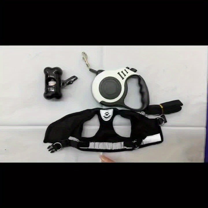 4pcs Spring/Summer Adjustable Breathable Pet Dog and Cat Harness Set