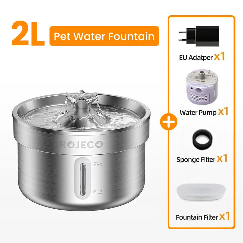 ROJECO Automatic Stainless Cat Drinking Fountain