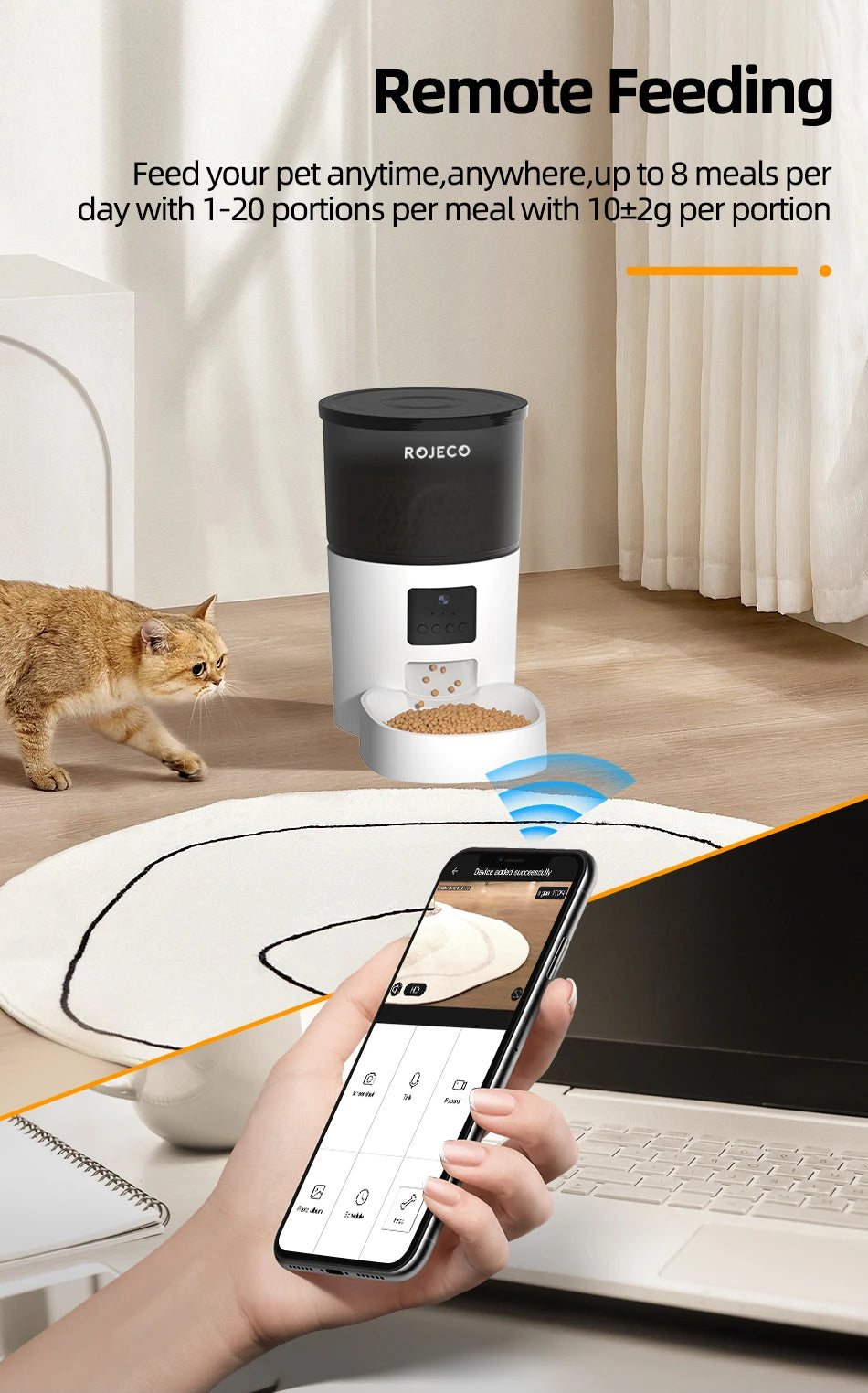 ROJECO Automatic Cat Feeder + Camera