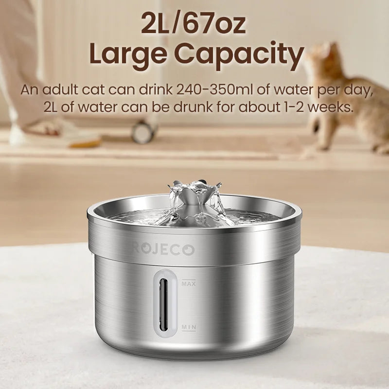 ROJECO Automatic Stainless Cat Drinking Fountain