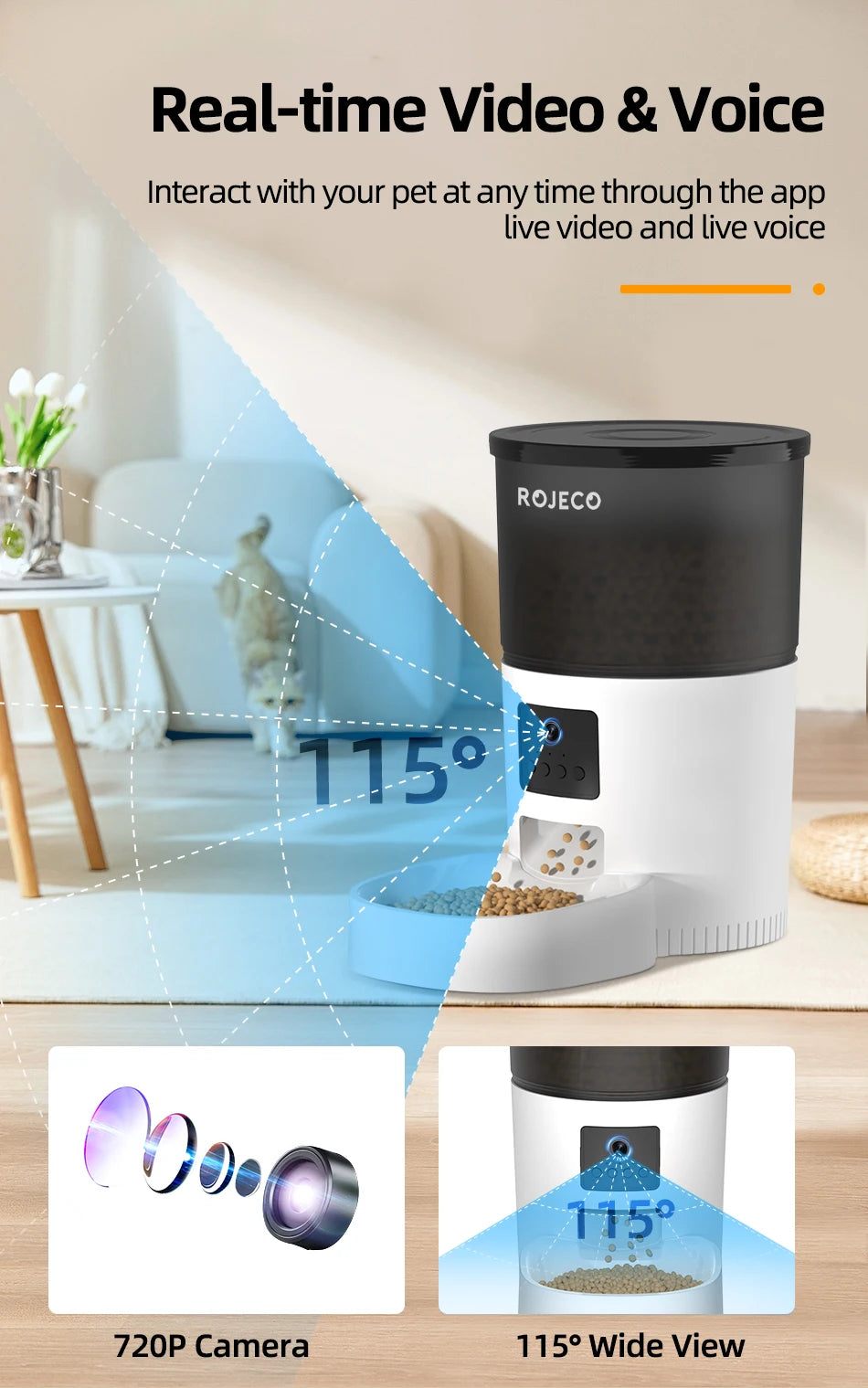 ROJECO Automatic Cat Feeder + Camera