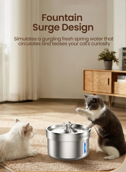 ROJECO Automatic Stainless Cat Drinking Fountain
