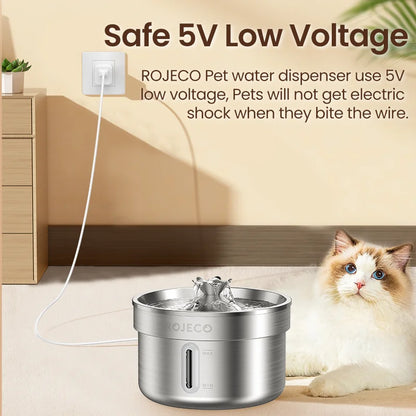 ROJECO Automatic Stainless Cat Drinking Fountain