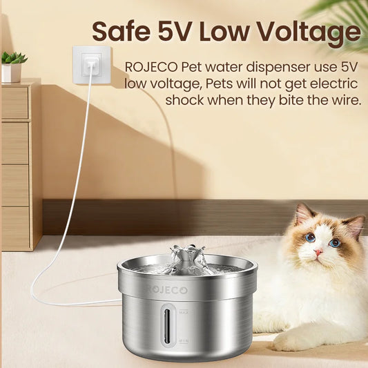 ROJECO Automatic Stainless Cat Drinking Fountain