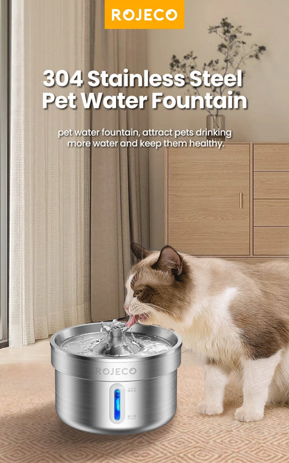 ROJECO Automatic Stainless Cat Drinking Fountain