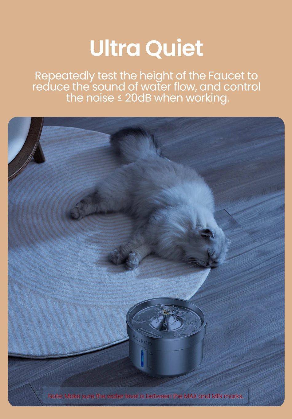 ROJECO Automatic Stainless Cat Drinking Fountain