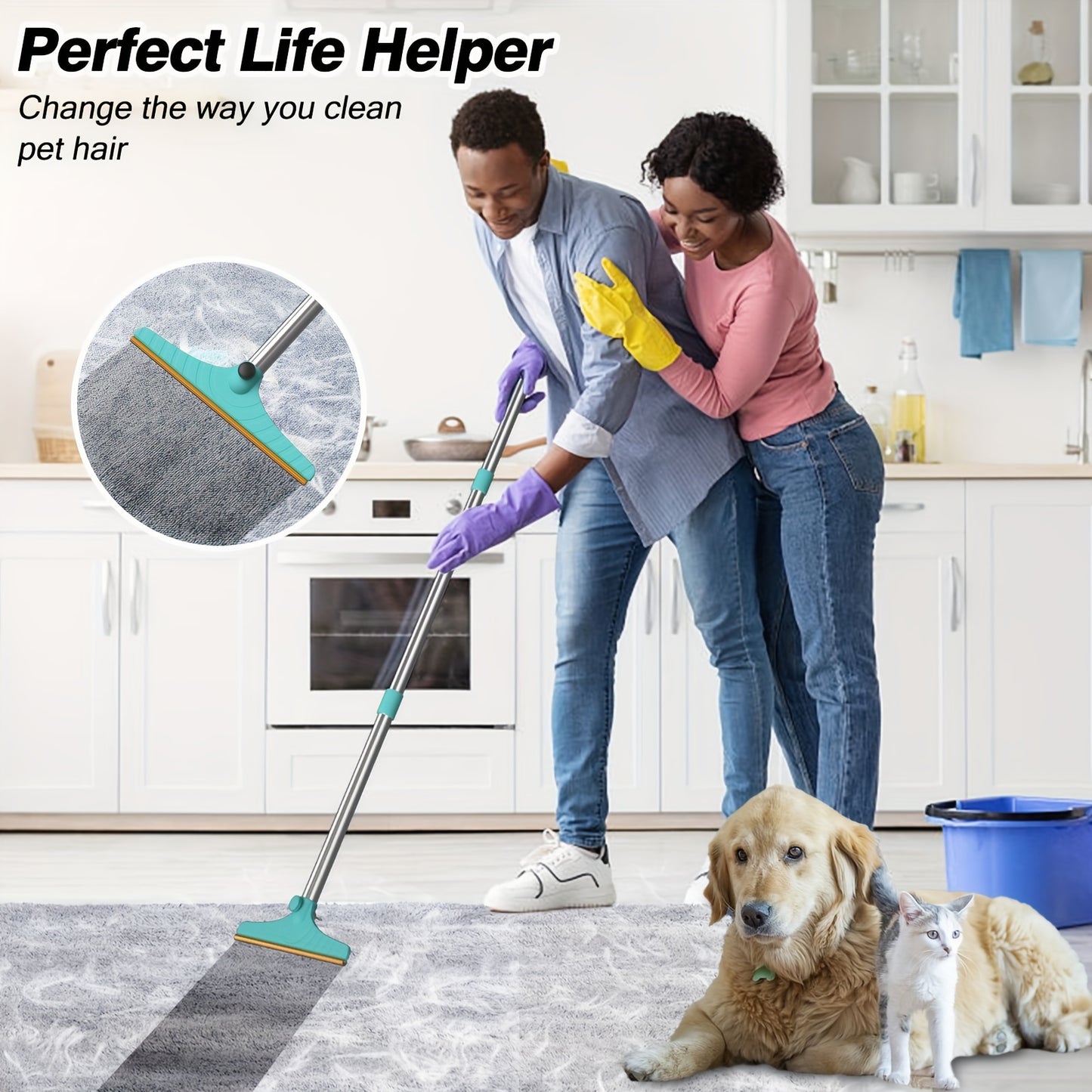 Pet Hair Removal Tool with 114.3cm Adjustable Handle