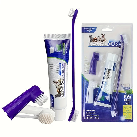 Complete Pet Dental Care Kit:Toothbrush, Toothpaste & Finger Sleeve